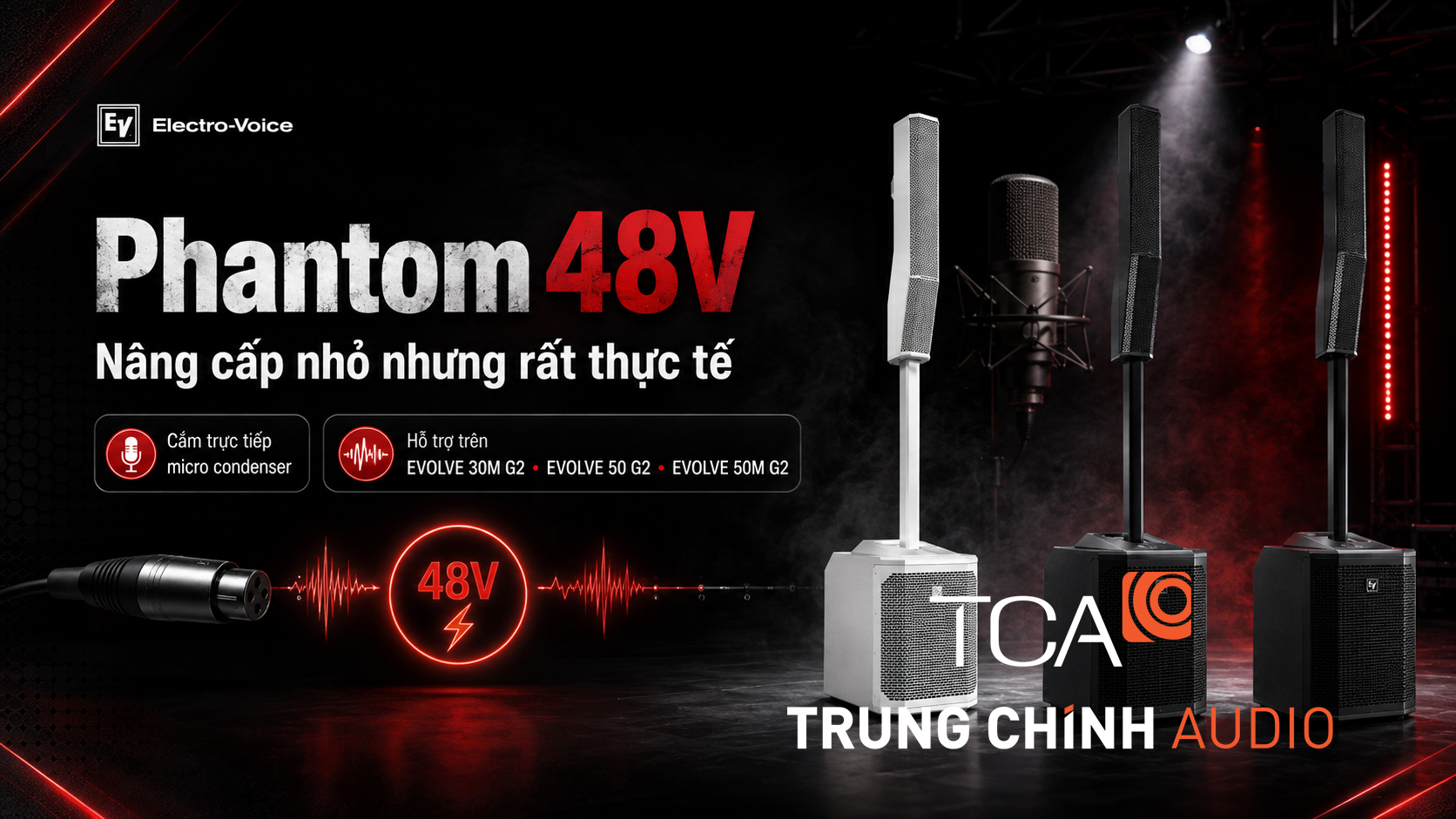 Nguồn Phantom 48V trang bị trên EV EVOLVE G2